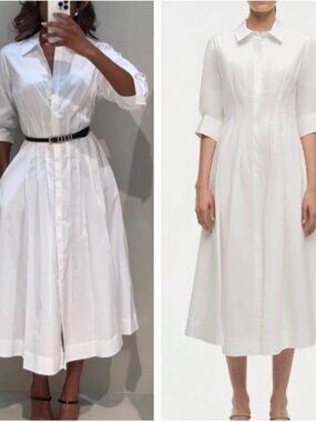 BEST Simkhai The Jazz Shirt Midi Dress White Cotton Collar XSmall Casual Classic